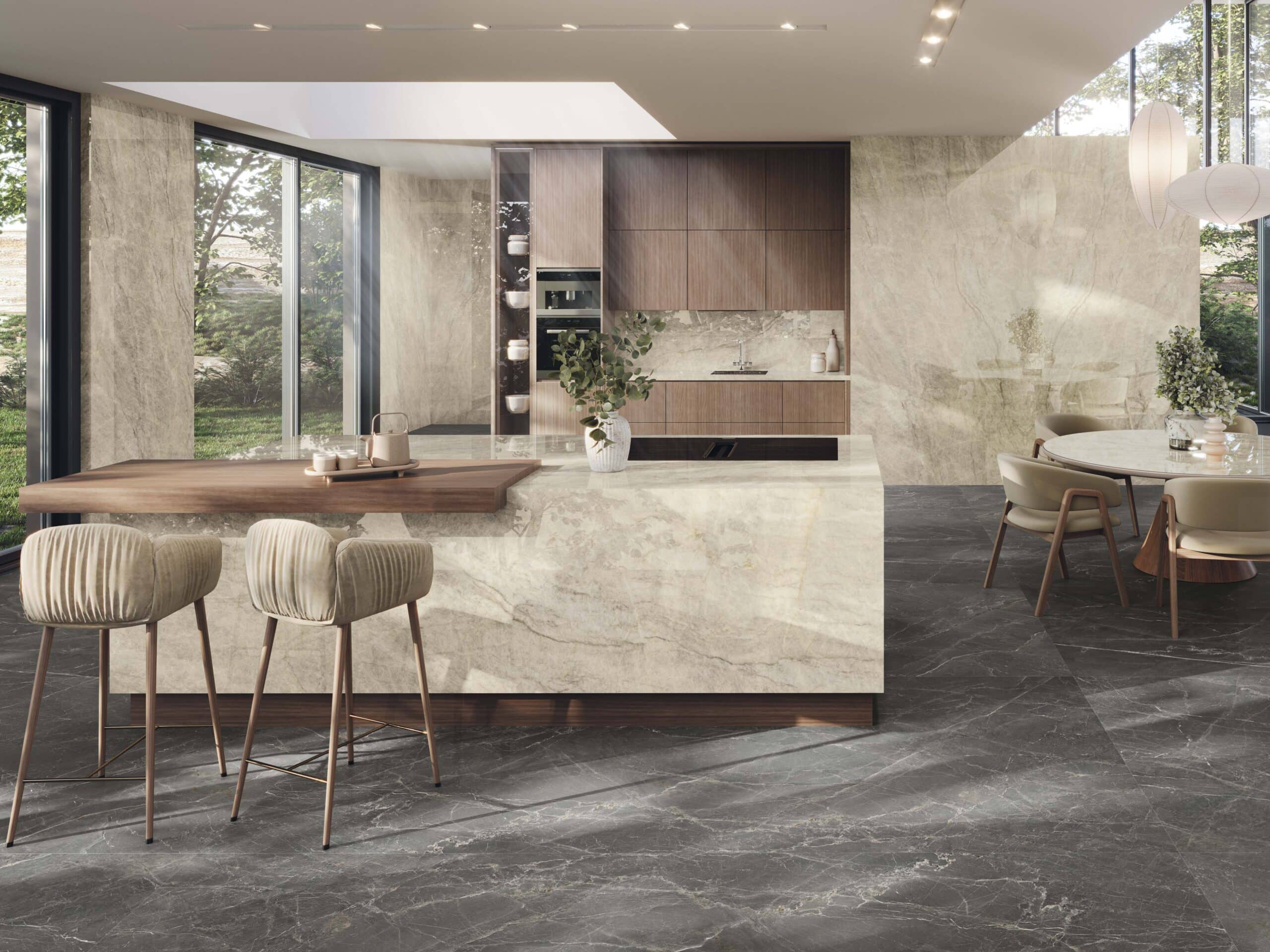 El mármol blanco y beige en el diseño de interiores