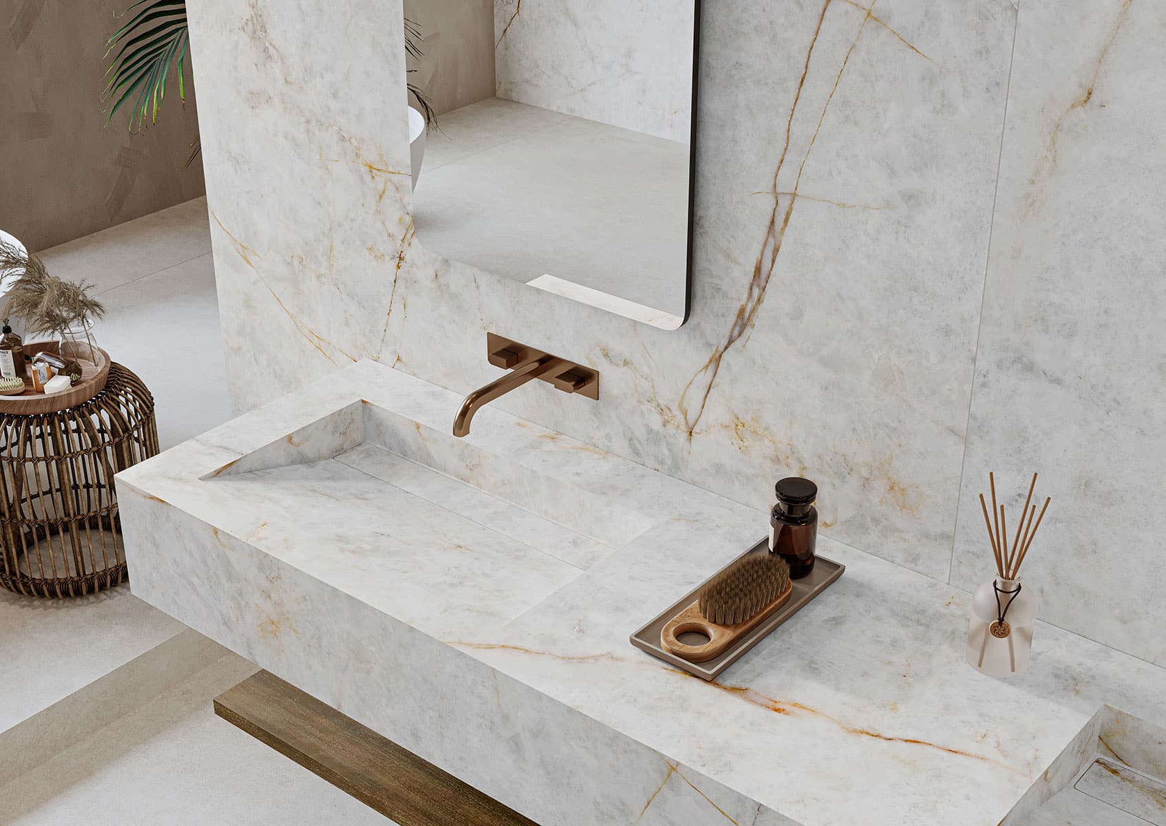 lavabo sobre encimera rectangular