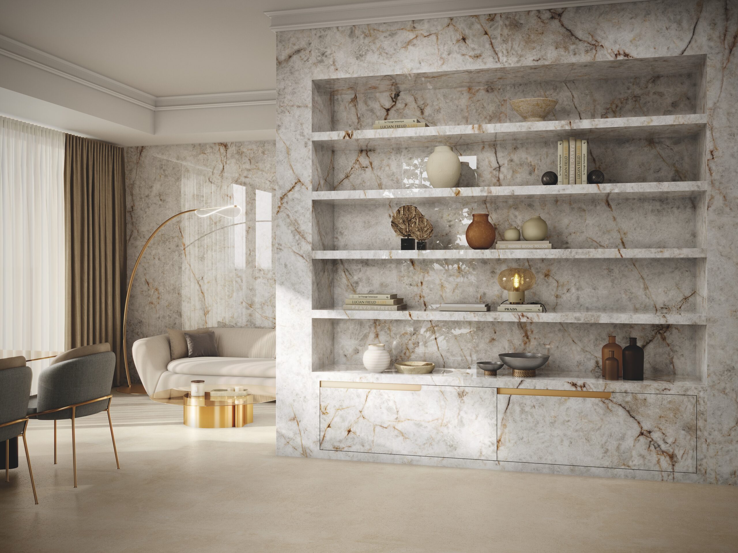Ideas para estancias con piedra sinterizada blanca